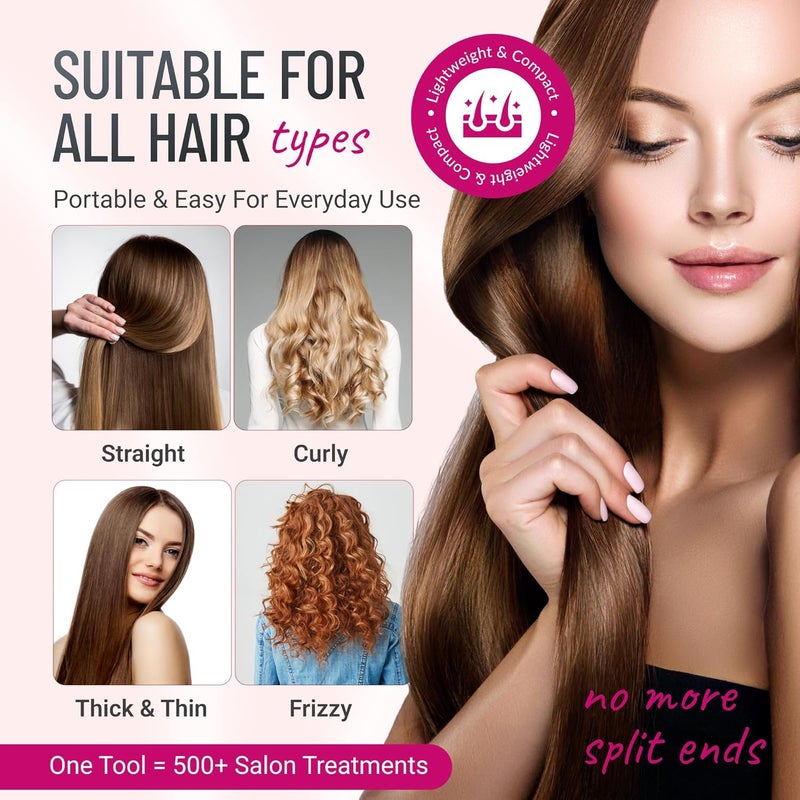 Split ender Mini - The Original Cordless Split End Hair Trimmer Automatic 3 AAA Battery Home Care Clipper 2-in-1 for Dry Damaged Splitting Broken Brittle Straight Curly Frizzy Beauty Styling - Pink - Image 2